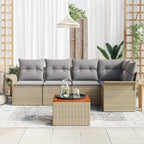 Gartensofa-set 6 pcs Beige und Hellgrau Poly-Rattan