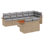 Gartensofa-set 9 pcs Beige und Hellgrau Poly-Rattan
