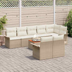 Gartensofa-set mit Speicher 9 pcs Beige und Creme Poly-Rattan