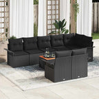 Gartensofa-set mit Speicher 9 pcs Schwarz Poly-Rattan