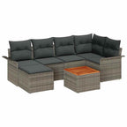 Gartensofa-set mit Speicher 7 pcs Grau Poly-Rattan