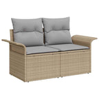 Gartensofa-set 7 pcs Beige und Hellgrau Poly-Rattan