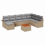 Gartensofa-set 9 pcs Beige und Hellgrau Poly-Rattan