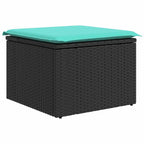 Gartensofa-set 9 pcs Schwarz und Türkis Poly-Rattan