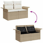Gartensofa-set mit Speicher 10 pcs Beige und Creme Poly-Rattan