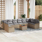 Gartensofa-set 11 pcs Beige und Hellgrau Poly-Rattan