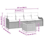 Gartensofa-set 5 pcs Beige und Hellgrau Poly-Rattan