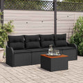 Gartensofa-set mit Speicher 5 pcs Schwarz Poly-Rattan