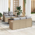 Gartensofa-set 6 pcs Beige und Hellgrau Poly-Rattan