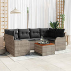 Gartensofa-set mit Speicher 7 pcs Grau Poly-Rattan