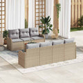 Gartensofa-set 8 pcs Beige und Hellgrau Poly-Rattan