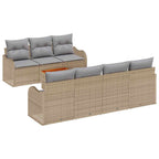 Gartensofa-set 8 pcs Beige und Hellgrau Poly-Rattan
