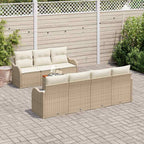 Gartensofa-set mit Speicher 8 pcs Beige und Creme Poly-Rattan