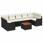 Gartensofa-set mit Speicher 8 pcs Schwarz und Creme Poly-Rattan
