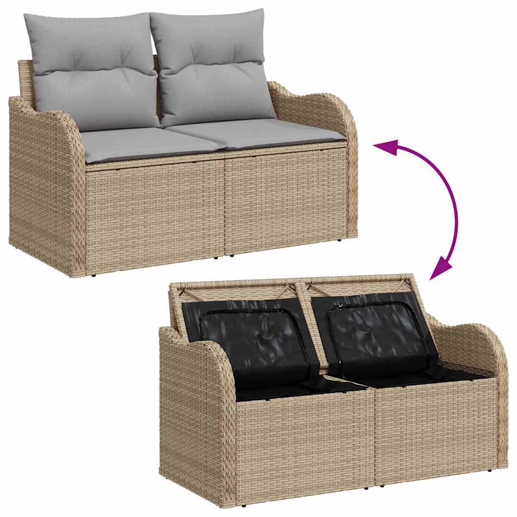 Gartensofa-set 8 pcs Beige und Hellgrau Poly-Rattan