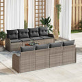 Gartensofa-set mit Speicher 9 pcs Grau Poly-Rattan