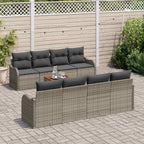 Gartensofa-set mit Speicher 9 pcs Grau Poly-Rattan