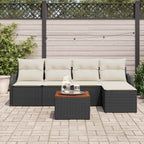 Gartensofa-set mit Speicher 6 pcs Schwarz und Creme Poly-Rattan