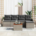 Gartensofa-set mit Speicher 6 pcs Grau Poly-Rattan