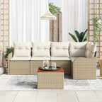 Gartensofa-set mit Speicher 6 pcs Beige und Creme Poly-Rattan