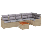 Gartensofa-set 7 pcs Beige und Hellgrau Poly-Rattan