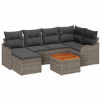 Gartensofa-set mit Speicher 7 pcs Grau Poly-Rattan
