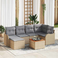 Gartensofa-set 7 pcs Beige und Hellgrau Poly-Rattan