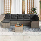 Gartensofa-set mit Speicher 8 pcs Grau Poly-Rattan