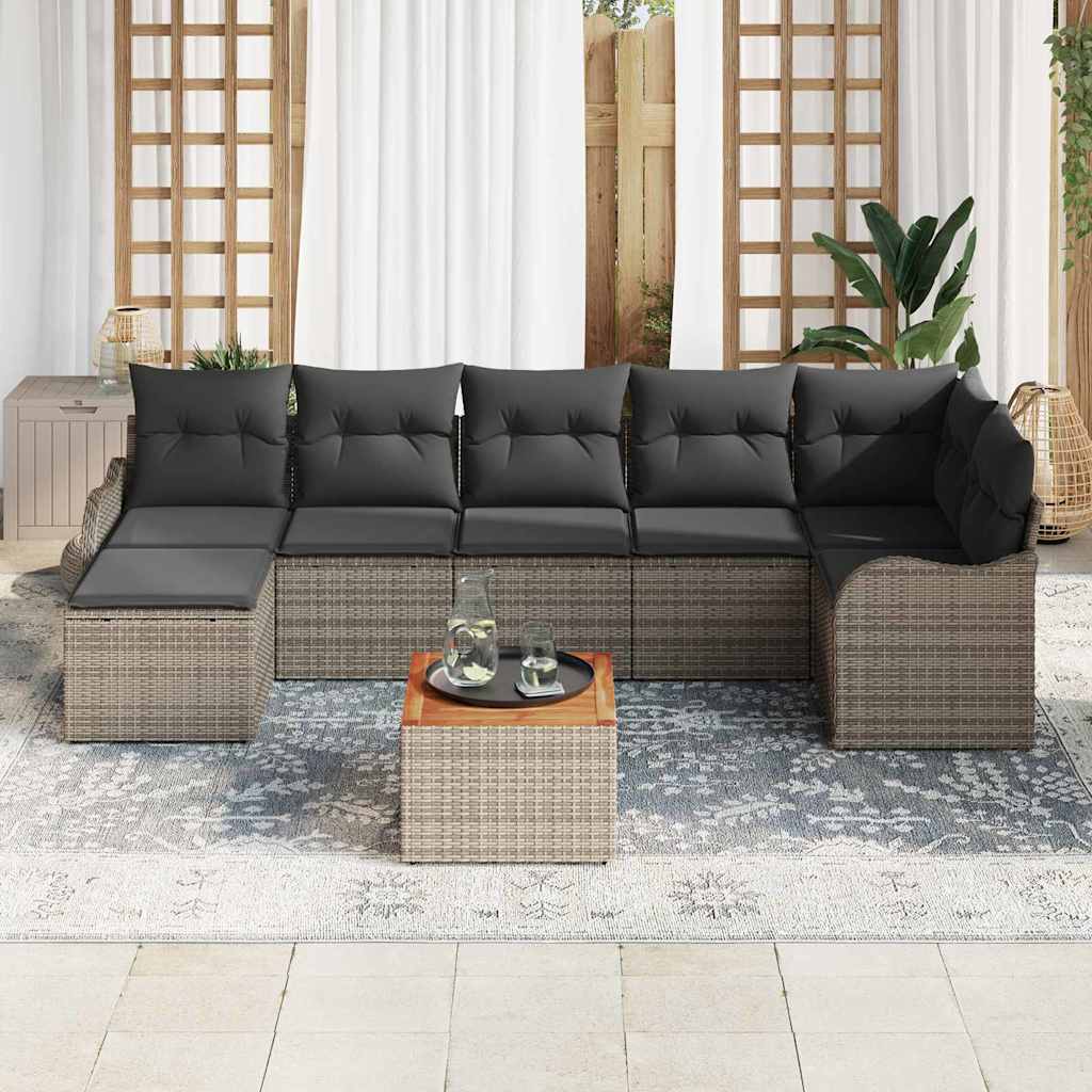 Gartensofa-set mit Speicher 8 pcs Grau Poly-Rattan