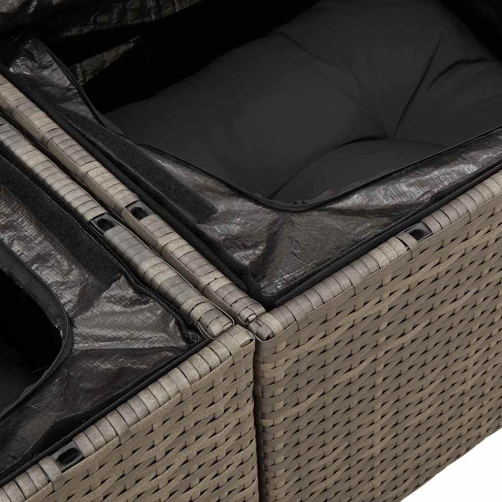 Gartensofa-set mit Speicher 9 pcs Grau Poly-Rattan