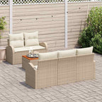 Gartensofa-set mit Speicher 6 pcs Beige und Creme Poly-Rattan