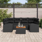 Gartensofa-set mit Speicher 7 pcs Schwarz Poly-Rattan