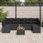 Gartensofa-set mit Speicher 8 pcs Schwarz Poly-Rattan