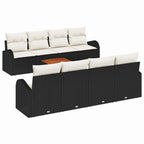 Gartensofa-set mit Speicher 9 pcs Schwarz und Creme Poly-Rattan