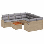 Gartensofa-set 9 pcs Beige und Hellgrau Poly-Rattan