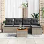 Gartensofa-set mit Speicher 6 pcs Grau Poly-Rattan