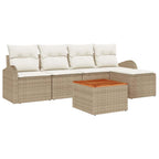 Gartensofa-set mit Speicher 6 pcs Beige und Creme Poly-Rattan