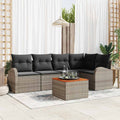Gartensofa-set mit Speicher 6 pcs Grau Poly-Rattan
