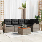 Gartensofa-set mit Speicher 6 pcs Grau Poly-Rattan