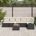 Gartensofa-set mit Speicher 7 pcs Schwarz und Creme Poly-Rattan