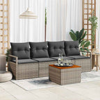 Gartensofa-set mit Speicher 5 pcs Grau Poly-Rattan