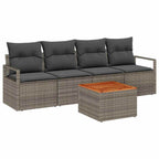 Gartensofa-set mit Speicher 5 pcs Grau Poly-Rattan