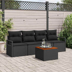 Gartensofa-set mit Speicher 5 pcs Schwarz Poly-Rattan