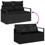 Gartensofa-set mit Speicher 5 pcs Schwarz Poly-Rattan