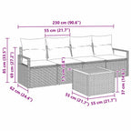 Gartensofa-set mit Speicher 5 pcs Schwarz Poly-Rattan
