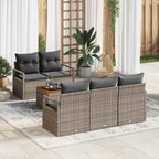Gartensofa-set mit Speicher 6 pcs Grau Poly-Rattan