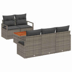 Gartensofa-set mit Speicher 6 pcs Grau Poly-Rattan