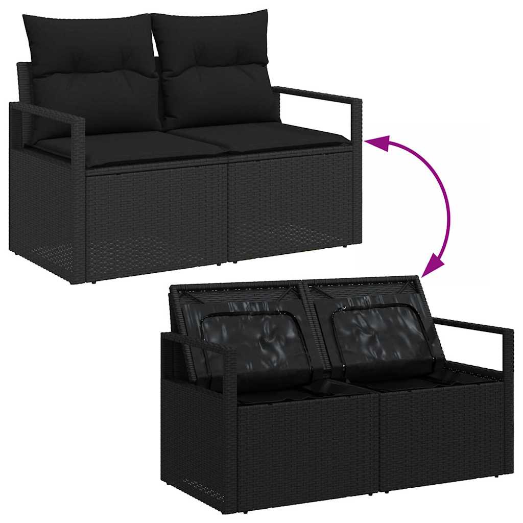 Gartensofa-set mit Speicher 8 pcs Schwarz Poly-Rattan