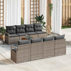 Gartensofa-set mit Speicher 9 pcs Grau Poly-Rattan