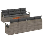 Gartensofa-set mit Speicher 9 pcs Grau Poly-Rattan